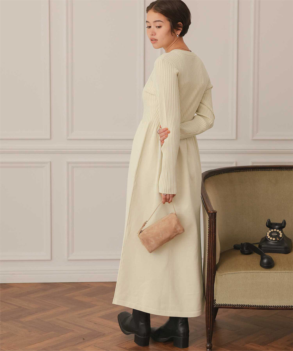 titivate「ヘンリーネックデザインニットワンピース」|ワンピース|