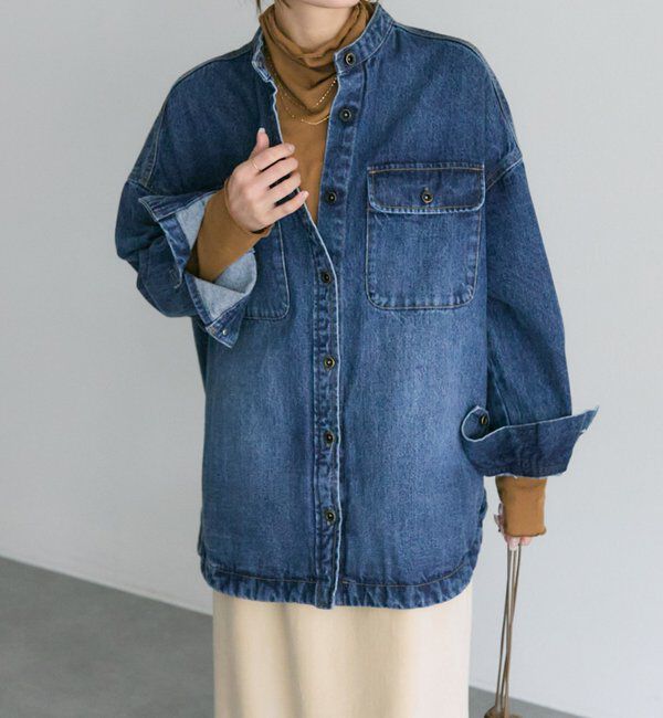  「コーンデニムバンドカラーデニムジャケット」|テーラードジャケット|