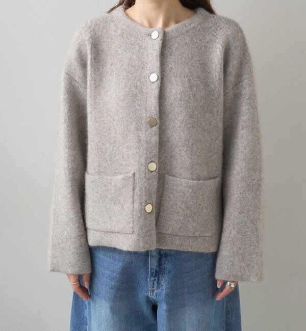  「Wフェイスニットノーカラージャケット」|テーラードジャケット|