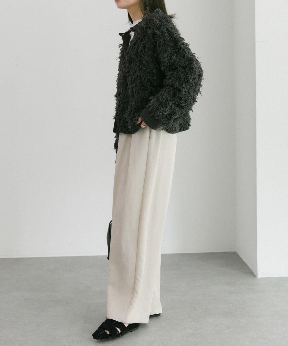  「フリンジジャガードニット」|カーディガン|