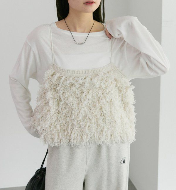  「フリンジジャガードニット細紐ビスチェ」|ニット・セーター|