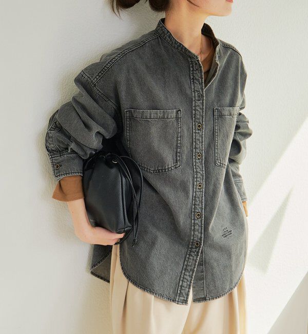  「デニムバンドカラーシャツ」|シャツ・ブラウス|