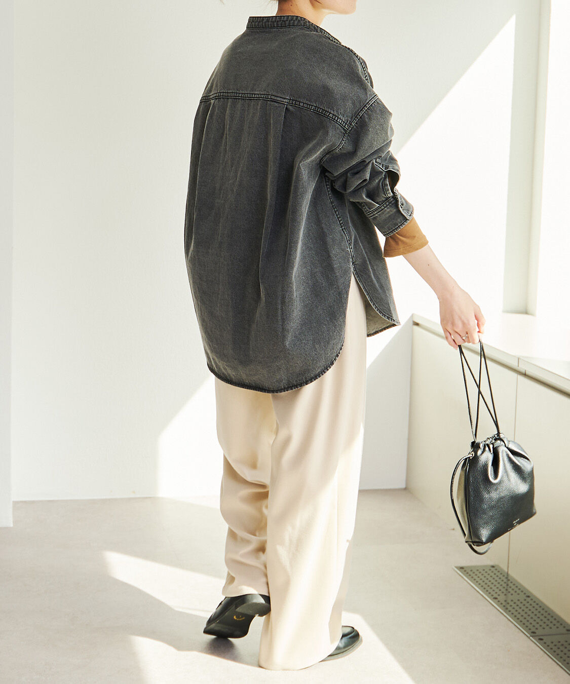  「デニムバンドカラーシャツ」|シャツ・ブラウス|