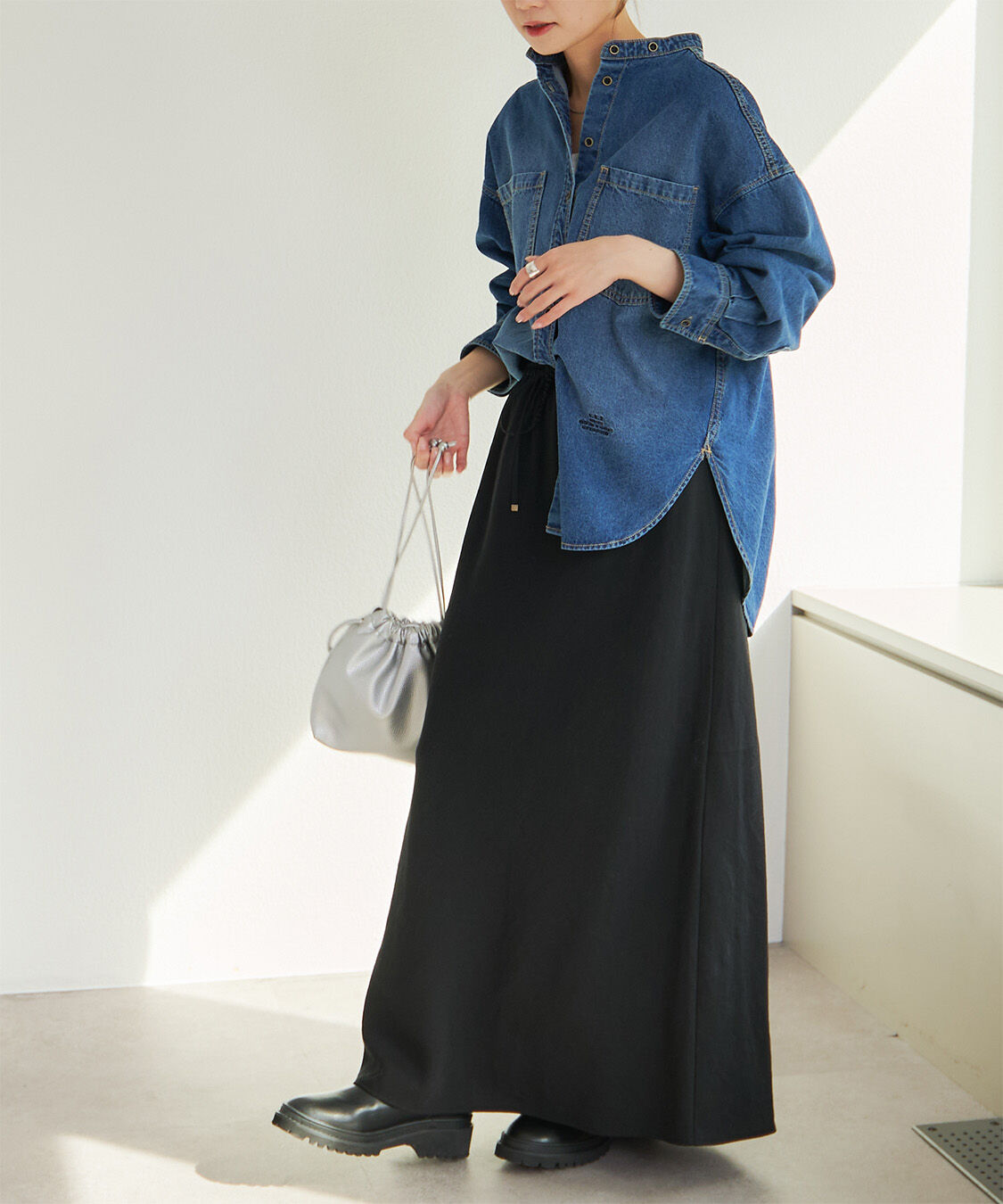  「デニムバンドカラーシャツ」|シャツ・ブラウス|