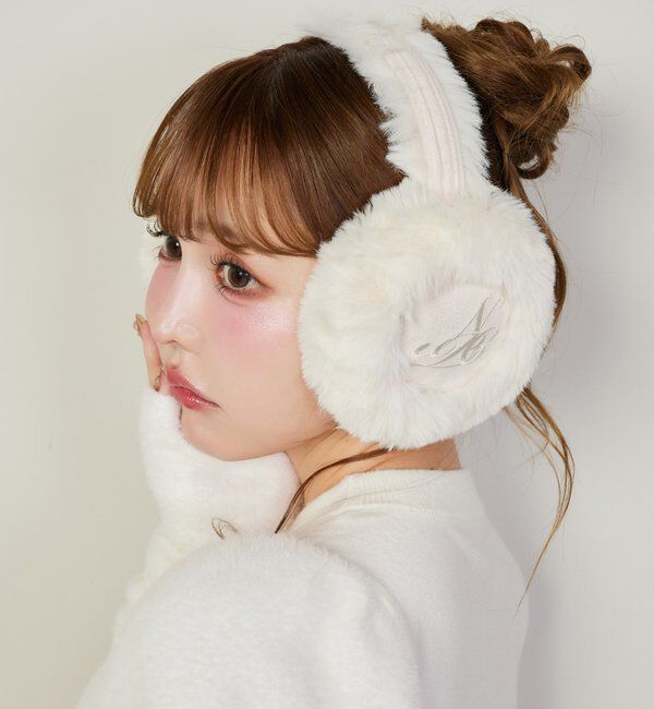  「刺繍入りフェイクムートンイヤーマフ」|その他|