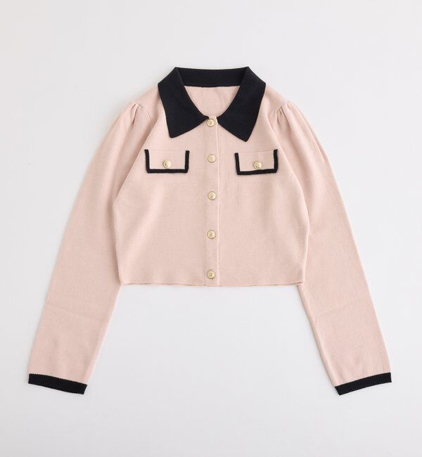  「金ボタン配色衿ニット」|ニット・セーター|