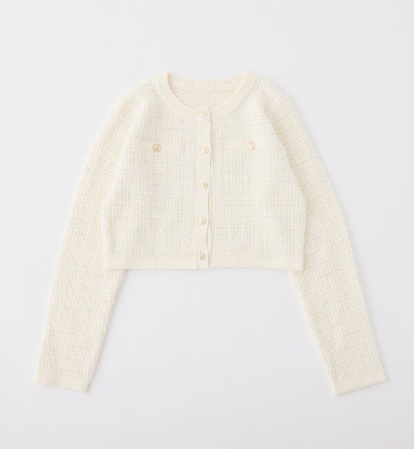  「金ボタンラメツイードカーデ」|ニット・セーター|