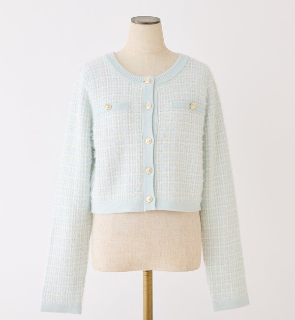  「金ボタンラメツイードカーデ」|ニット・セーター|