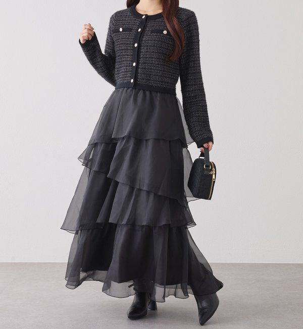  「金ボタンラメツイードカーデ」|ニット・セーター|