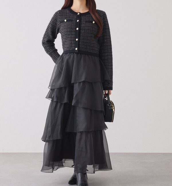  「金ボタンラメツイードカーデ」|ニット・セーター|