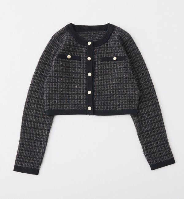  「金ボタンラメツイードカーデ」|ニット・セーター|