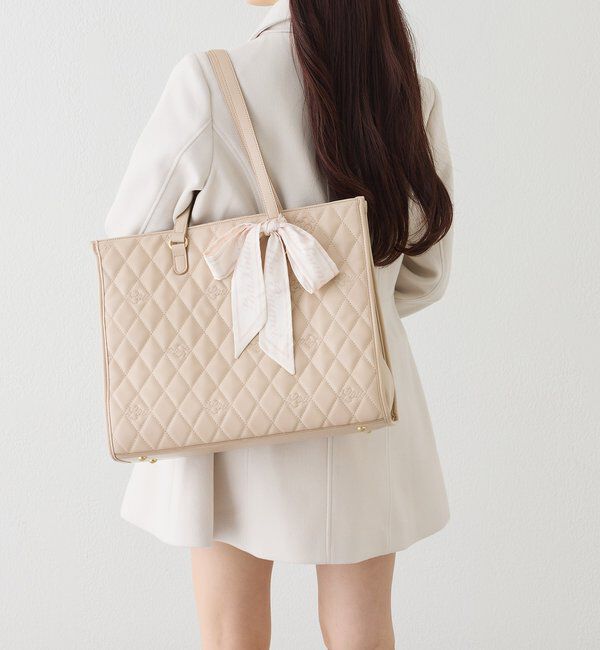 「【LouLoumei】スカーフ付きキルティングキャリーオントート/自立可能」|ショルダー・メッセンジャー|