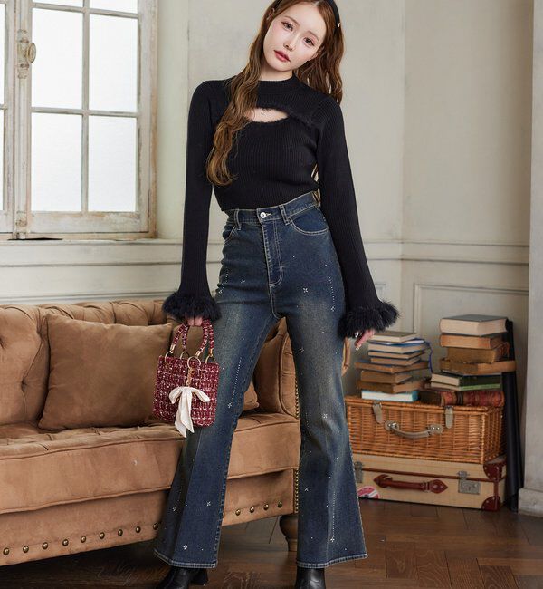  「美脚ラインストーンデニムパンツ」|その他|