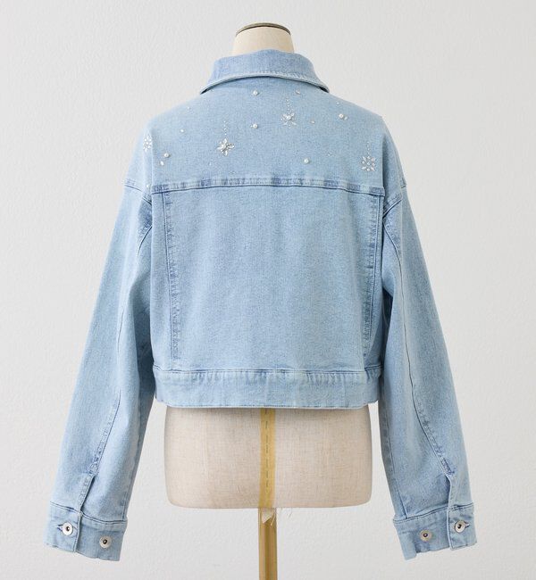  「ビジューデニムジャケット」|ダウンベスト・ベスト|