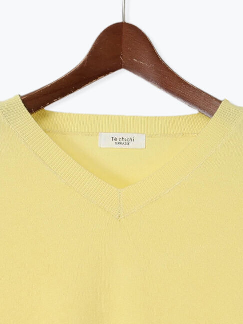 Te chichi TERRASSE「袖ボタンVネックプルオーバーニット」|ニット・セーター|