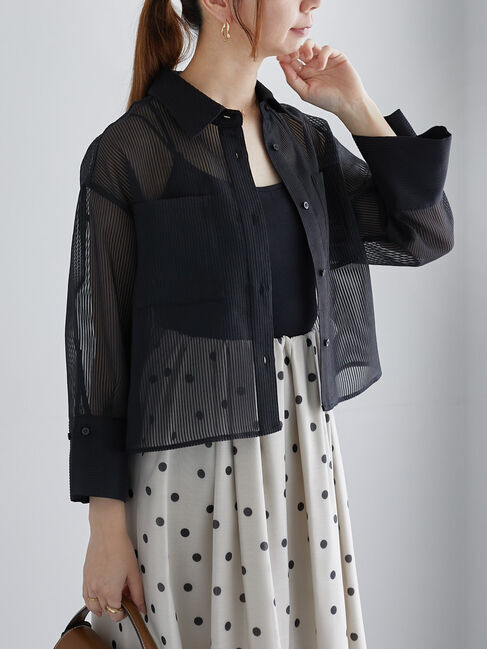 Te chichi「シアーコードストライプシャツジャケット」|その他|ブラック