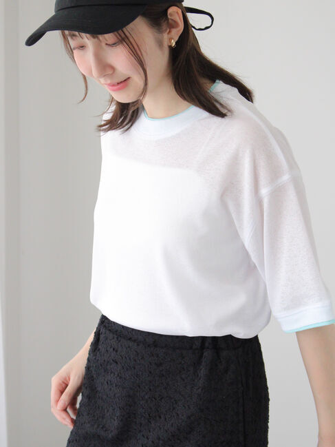 Te chichi TERRASSE「バイカラーシアートップス」|その他|オフホワイト