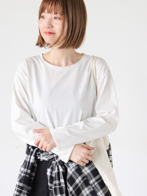 Lugnoncure「無地/ボーダー天竺トップス」|その他|オフホワイト