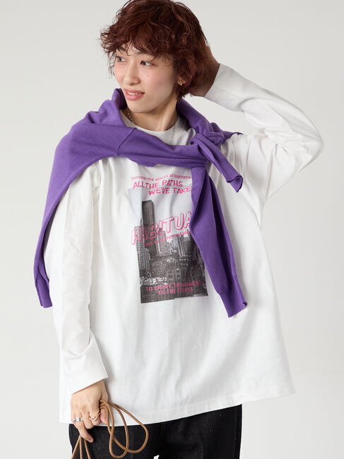 Lugnoncure「フォトプリントロングTシャツ」|Tシャツ・カットソー|オフホワイト