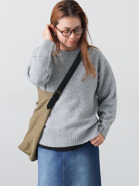 Lugnoncure「ウール混ふわふわクルーネックニット」|ニット・セーター|グレー