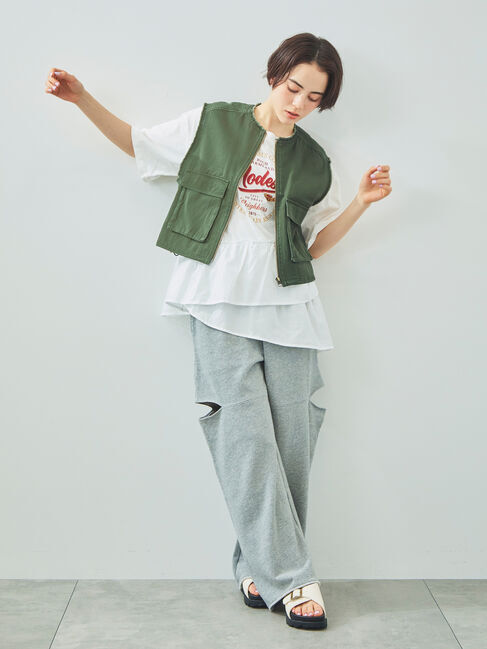 SM2「ツイル/デニムフリンジショートベスト」|ダウンベスト・ベスト|