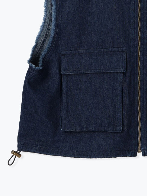 SM2「ツイル/デニムフリンジショートベスト」|ダウンベスト・ベスト|