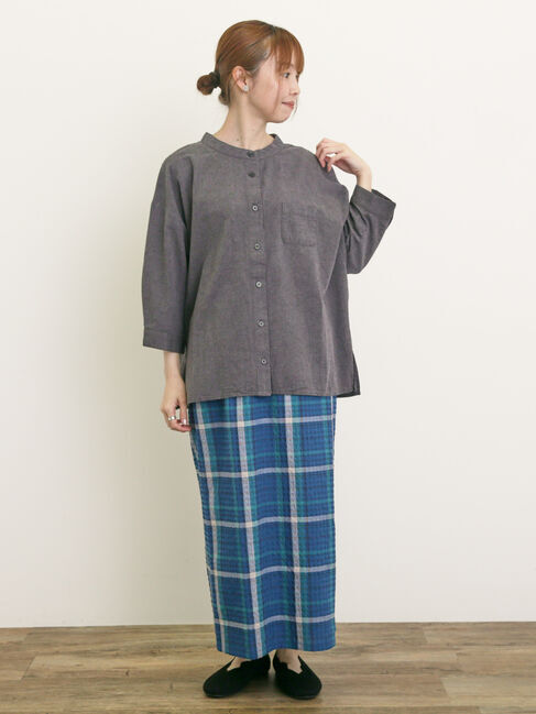 Samansa Mos2「バンドカラーゆるシャツ」|シャツ・ブラウス|