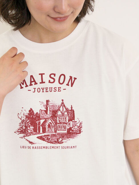 Samansa Mos2「建物プリントTシャツ」|Tシャツ・カットソー|オフホワイト