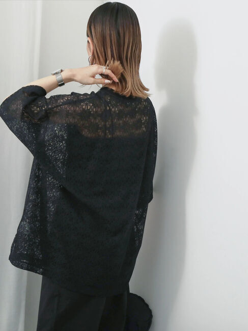 Samansa Mos2 blue「レースTシャツ」|Tシャツ・カットソー|