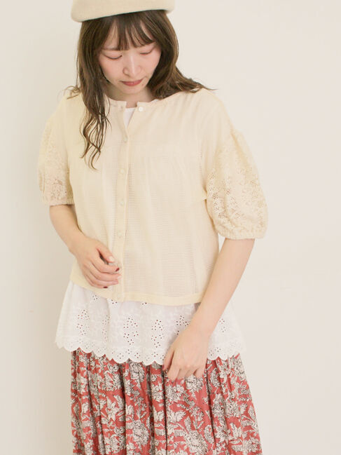 Samansa Mos2「前後2WAYメッシュレースカーディガン」|カーディガン|キナリ