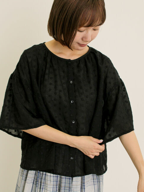 Samansa Mos2「シアー刺繍ブラウス」|シャツ・ブラウス|