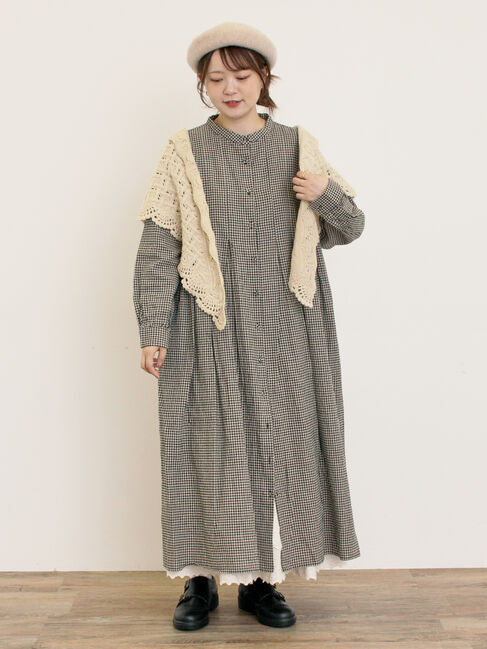 Samansa Mos2「【Cross&times;Linen】タックワンピース《S/Mサイズ》」|ワンピース|ベージュ