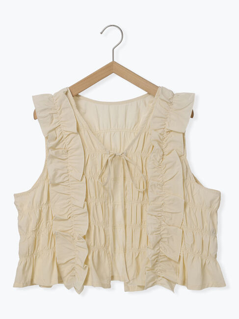 Samansa Mos2「シャーリングフリルベスト」|ダウンベスト・ベスト|