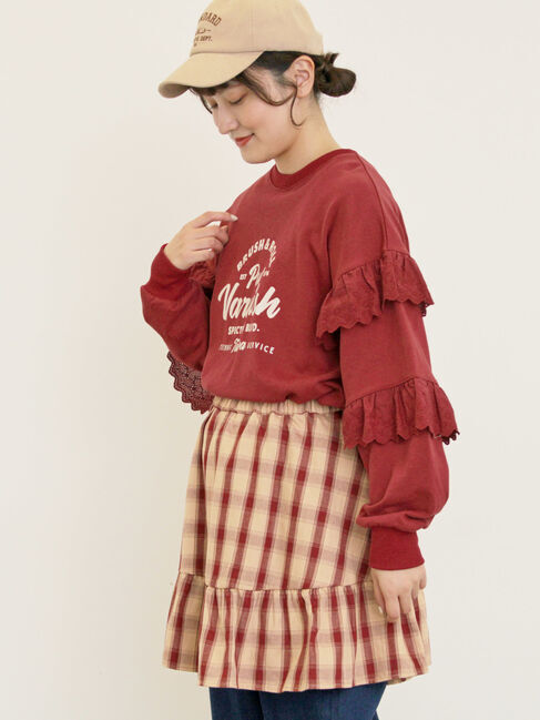 Samansa Mos2「袖フリル切替えスウェット」|Tシャツ・カットソー|