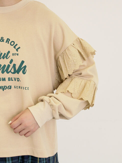 Samansa Mos2「袖フリル切替えスウェット」|Tシャツ・カットソー|