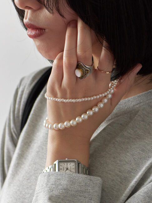 Samansa Mos2 blue「2連パールネックレス」|その他|