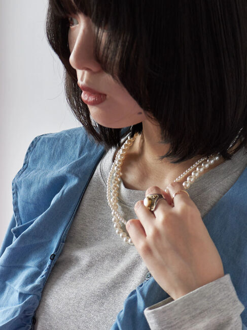 Samansa Mos2 blue「2連パールネックレス」|その他|