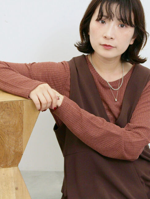 Samansa Mos2 blue「シアーリブロンT」|Tシャツ・カットソー|ブラウン