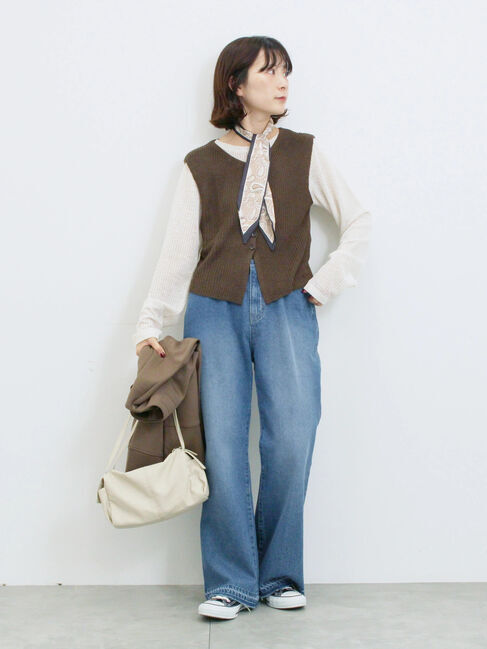 Samansa Mos2 blue「バンダナ付きニットベスト」|ニット・セーター|