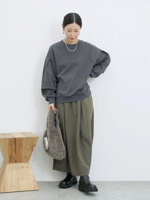 Samansa Mos2 blue「ギャザーコクーンスカート」|スカート|