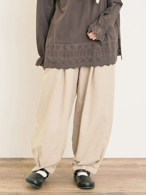 Samansa Mos2「ストライプツイル裾タックパンツ」|その他|