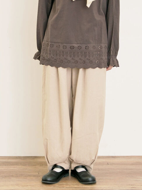 Samansa Mos2「ストライプツイル裾タックパンツ」|その他|