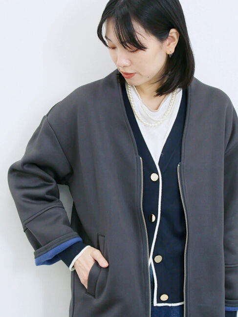 Samansa Mos2 blue「【マシンウォッシャブル】マルチスタイルボンディングブルゾン」|ブルゾン・スタジャン|