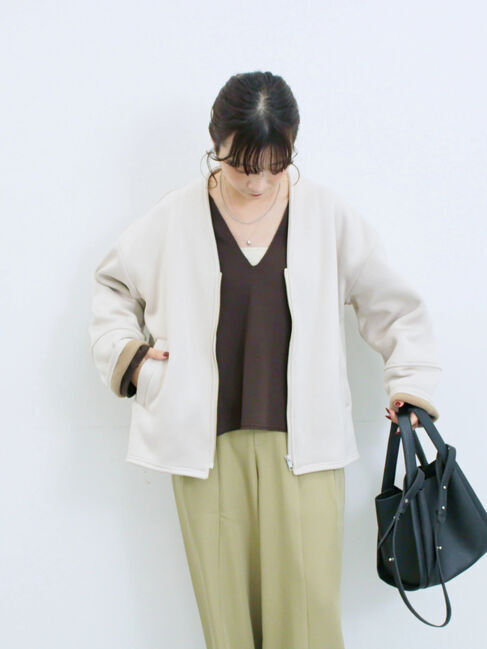 Samansa Mos2 blue「【マシンウォッシャブル】マルチスタイルボンディングブルゾン」|ブルゾン・スタジャン|