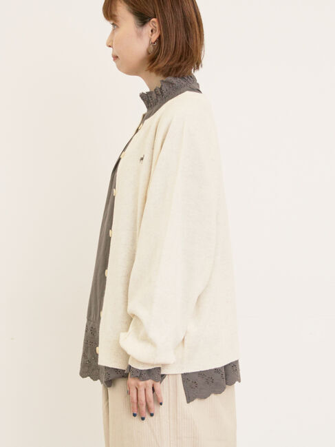 Samansa Mos2「刺繍入りパフスリーブカーディガン」|カーディガン|