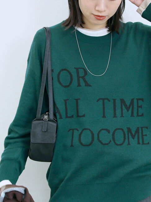 Samansa Mos2 blue「アソートロゴジャガードニットプルオーバー」|ニット・セーター|