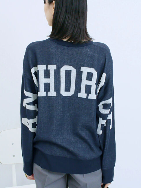 Samansa Mos2 blue「アソートロゴジャガードニットプルオーバー」|ニット・セーター|