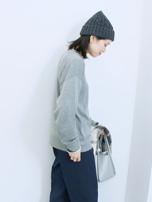 Samansa Mos2 blue「アソートロゴジャガードニットプルオーバー」|ニット・セーター|