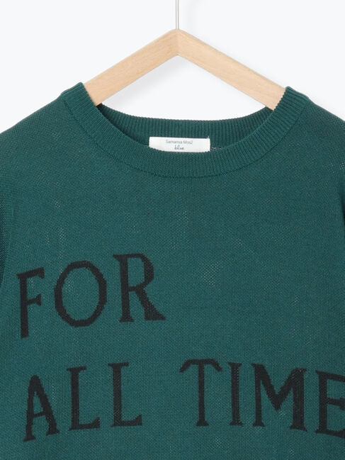 Samansa Mos2 blue「アソートロゴジャガードニットプルオーバー」|ニット・セーター|