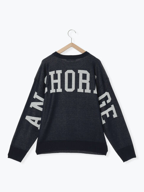 Samansa Mos2 blue「アソートロゴジャガードニットプルオーバー」|ニット・セーター|